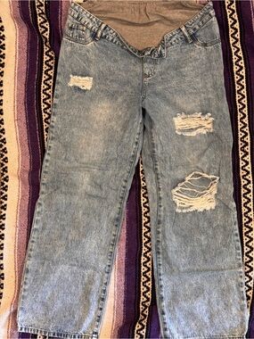 SHEIN Light Blue Distressed wide Leg Jeans